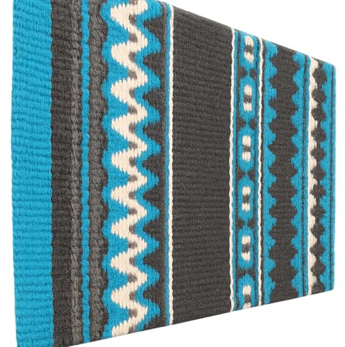 Western Show Saddle Pad/Blanket for Horses - Handmade Wool Saddle Blanket with New Zealand Design, Thick, Durable & Comfortable for Horse Riding m194 (34” L x 33” W x 1)