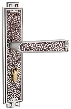 PJKTBEYI Serrure de Porte de Chambre à Coucher de Luxe américaine en cuivre martelé, poignée de Porte intégrée for Porte intérieure en Bois, Argent Ancien