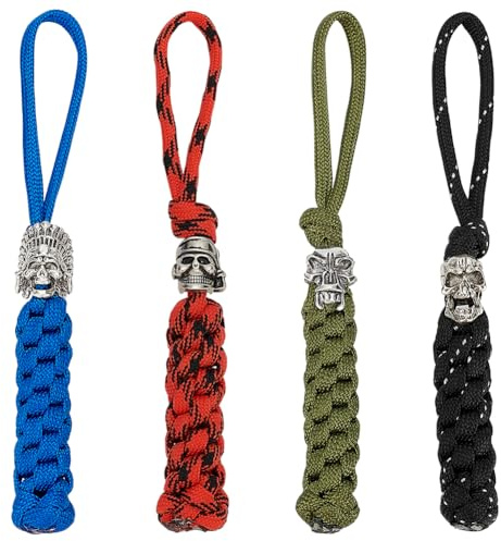 UNICRAFTALE Couteau en Paracorde avec perles de Crane Tressées Porte Clés en Paracorde pour Couteau de Poche Outils EDC Cordons Tactiques pour Camping en Plein Air Urgence