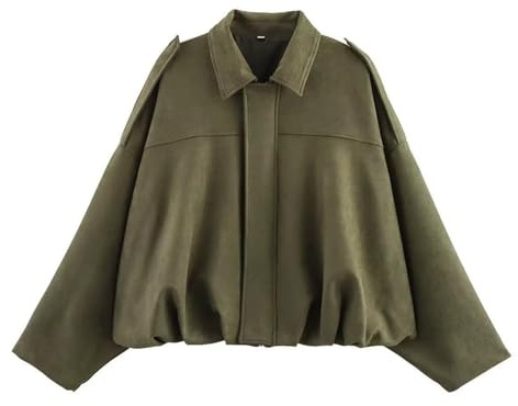 Generico Bomber Corto da Donna in Finta Pelle Scamosciata con Risvolto con Zip Giacca Moto Donna Bomber Softshell in Finta Pelle Giacche Primavera Inverno Caldo Giacca Maniche Lunghe Moda Camoscio