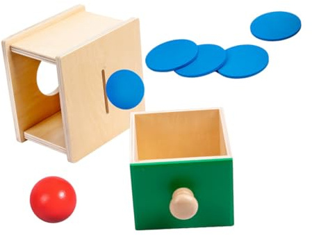 FUNNETOYU Caja de Madera Juguete Montessori de Habilidades Motoras con Bolas para Lanzar y Clasificar Mejora Coordinación Mano-Ojo y Reconocimiento de Formas Seguro y Práctico para Bebés
