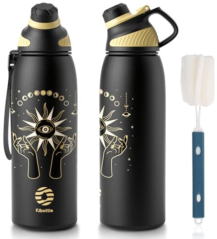 Fjbottle Gourde Isotherme avec Couvercle Magnétique - 400ml/600ml/800ml/1L/1.5L - Bouteille Isotherme Étanche sans BPA, Gourde Inox Bouche Standard, Gourde Enfant pour Sport, Gym, Voyage