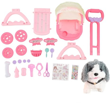TOPINCN Cochecito de Juguete para Mascotas, Juego de Simulación, Carrito de Empuje para Perros, Juguete Educativo con Material Seguro para Niños (#12)