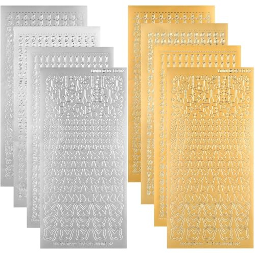 Wachsbuchstaben für Kerzen 8 Blatt Buchstaben Zahlen Aufkleber Set Gold Silber Großbuchstaben Kleinbuchstaben Zahlen Schmetterling Sticker für Taufkerze Kommunionkerze Hochzeit Kerzen Verzieren