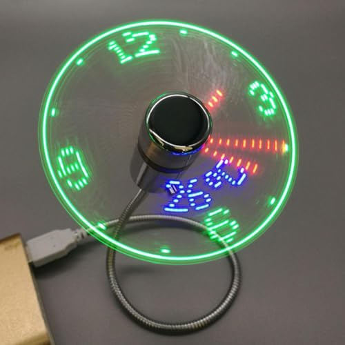 Hologram Clock Fan - LED Clock USB Fan with Temperature Display, Portable Cooling Mini Desk Fans, Cool Tech Gadgets for Men Office Home