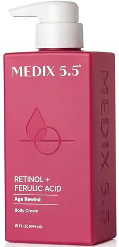Medix 5.5 Retinol Cream with Ferulic Acid Anti-Sagging Treatment. Targets Crepey Wrinkles and Sun Damaged Skin. Anti-Aging Cream Infused With Black Tea, Aloe Vera, And Chamomile (15oz)