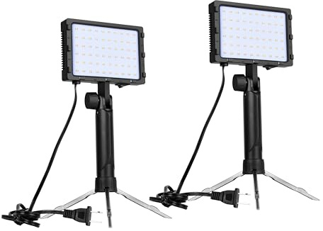 EMART 60 LED Continuous Portable Photography Lighting Kit for Table Top Photo Camera Video Recording Studio Light Lamp with Adjustable Tripod Stand & Color Filters - 2 Packs
