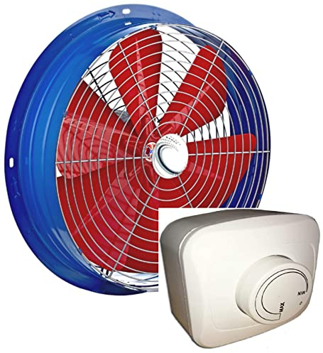 Uzman-Versand FS 600mm Industrie Wandventilator mit 500Watt Drehzahlregler Axial Ventilator Lüfter Wand Metallventilator Einbaulüfter Axialventilator Axialgebläse