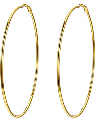 PROSTEEL Statement Creolen Ohrringe für Damen, Piercing goldfarbe Hoop Ohrringe, Simpel Stil Huggie Hoop Klappcreolen Ohrstecker 100mm