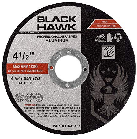 BHA Load Resistant Cut Off Wheels for Aluminum & Other Soft Metals, Angle Grinder Cutting Discs 4-1/2 x .045 x 7/8 - 25 Pack
