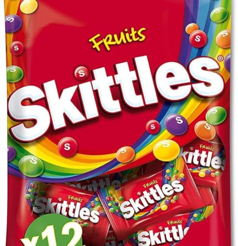 SKITTLES - Bonbons Goût Fruits - Cassis, Citron, Citron vert, Orange & Fraise - 12 minis sachets de 26g - 312g