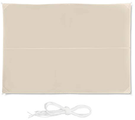 Relaxdays Toldo Vela Rectangular, Impermeable, Protección Rayos UV, con Cuerdas para tensar, 3x4m, Beige