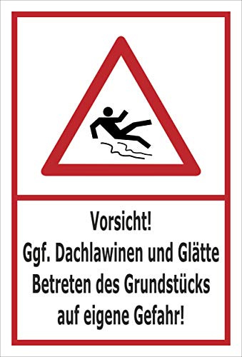 Melis-Folienwerkstatt Schild Dachlawinen und Glätte - 15x10cm - Bohrlöcher - 3mm Hartschaum – 20 VAR S00018-136-B