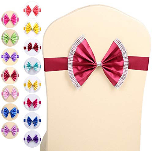 Xiang Ru Stuhlhussen mit Schleife auf der Rückseite, für Partys, Bankett, Burgunderrot, 30 Stück
