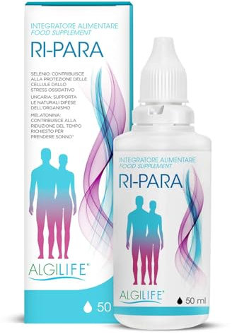 ALGILIFE Ri-Para Integratore per Dormire in Gocce con Melatonina Forte, Equiseto, Selenio, Uncaria e Glicina. Gocce per Dormire con Melatonina Liquida per Insonnia e Relax (50 ml, 3 Mesi di fornitura)