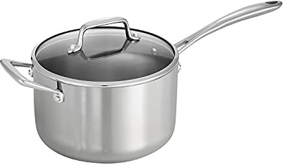 Tramontina Tri-Ply Clad Stainless Steel 4-Quart Sauce Pan with Glass Lid, Induction-Ready, Dishwasher-Safe, NSF-Certified