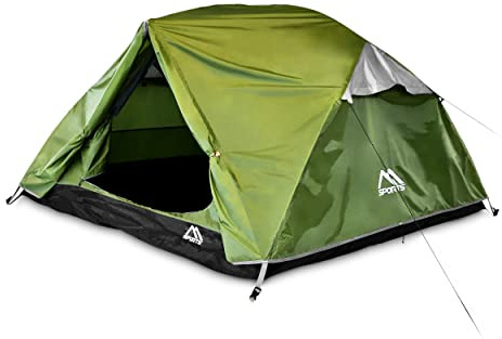 MSPORTS Tienda de campaña premium ultraligera seleccionable para 2 o 3 personas, tienda de campaña en cubos, impermeable, resistente al viento, tienda de campaña (verde oliva, 3 personas, 237 x 134