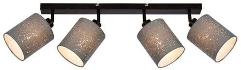 Briloner Leuchten - Spotleuchte, Deckenspot mit Sterneneffekt, Deckenleuchte, Spotköpfe dreh- und schwenkbar, 4x E27. je max. 25 Watt, Grau-Schwarz, 650x130x155mm (max. 259mm) (LxBxH)