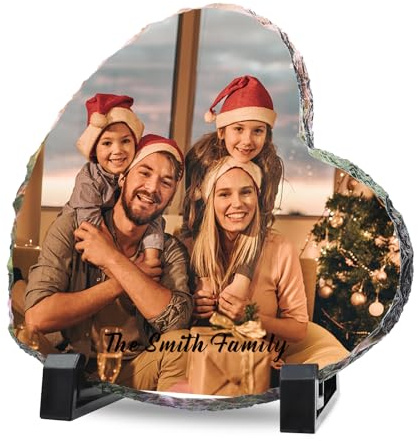 iDIY Personalisiertes Schieferplatte mit Foto für die Familie, Familienbild Geschenk Familie Mama Papa, Pärchen Weihnachten Geschenke Geburtstag Muttertag Vatertag Valentinstag 14.5x14.5cm