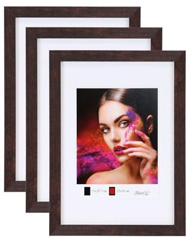 IDEAL TREND 2er 3er 5er Set Holz Bilderrahmen Lifestyle Plexi Foto Rahmen Collage Wanddeko Poster HR-25: Farbe: 3er Pack Nuss | Format: 50x70