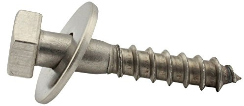 SC-Normteile® | Sechskant Holzschrauben mit Unterlegscheiben - 10 x 300 mm - (15 Stück) - Schlüsselschrauben - DIN 571 / DIN 9021 - Edelstahl A2 (V2A / VA) - SC571 / SC9021