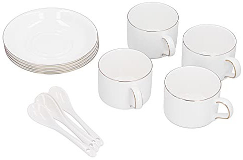 Alvinlite Tazas de café espresso con cucharas de platillos, juego de tazas de café espresso apilables para bebidas de café especiales Latte Café Mocha té café