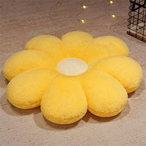 Blumen Plüschkissen, Blumenform Plüsch Kissen Blumen Bodenkissen, Sitzkissen, Sofakissen Stuhl Kissen für Haus und Garten (Gelb,50cm)
