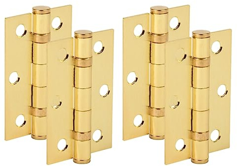 HANDLEZONE® Door Hinges 2 Pairs 76mm / 3 inch Ball Bearing, with Screws - Satin Brass