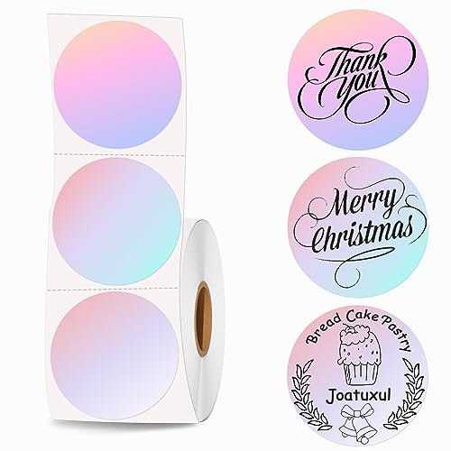 Joatuxul 5,1 x 5,1 cm große kreisförmige Thermo-Aufkleber, selbstklebend, 5,1 cm, runde Thermodirekt-Etiketten, Mehrzweck-Aufkleber für DIY-Logo-Design, Namensschild, QR-Code, 600 Etiketten/1 Rolle, 3