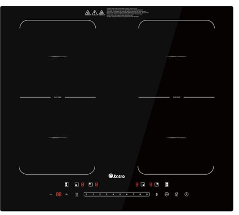 Piano cottura a induzione Ekatro 7200W / Piastra a induzione / 2 zone flessibili / 9 livelli/Controllo slider/Blocco di sicurezza/Timer 99 minuti/Funzione Boost/Funzione Mantieni caldo