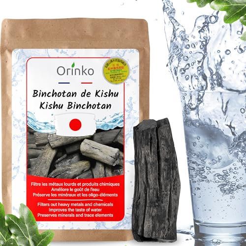 ORINKO® Binchotan Bio Charbon Actif Eau x1 – Filtration Naturelle Puissante Jusqu'à 5L/Bâton – Chêne Japonais Authentique (Kishu, Wakayama) – Idéal pour Carafe, Fontaine, ou Gourde - Taille L