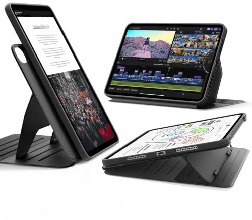 ESR für iPad Air 13 Zoll Hülle M4/M3/M2 (2026/2025/2024), Schwarz | Drehbare Hülle mit Abnehmbarer Magnetabdeckung, Ständer im Hoch-/Querformat, , 9 Standwinkel, Shift Serie