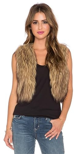 Haletia Women's Faux Fur Gilet Vest, Short Sleeveless Jacket Cozy Winter Warm Collared Waistcoat Fuzzy Outerwear Sherpa Coat for Spring Autumn and Winter (UK, Alpha, S, Regular, Regular, Brown)