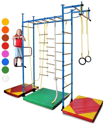 NIRO Sprossenwand Kinderzimmer M3 aufbau ohne Bohren Kletterwand Turnwand (rosa, 200-250)