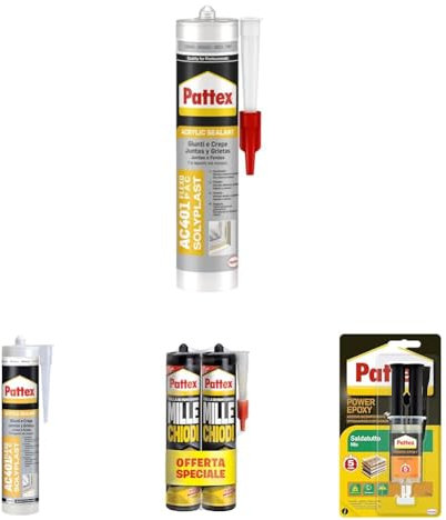 Pattex Sigillante Silicone Acrilico AC 401 Flexo Pac, per Giunti e Crepe, Davanzali, Porte, Battiscopa, Indore, Sigillature per Interni ed Esterni, Sigillante Grigio, Cartuccia da 300ml