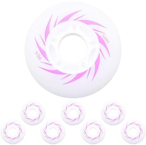 HEFAM 8 STÜCKE LED-Leuchten PU Inline Skate Ersatzräder, 72mm/76mm/80mm Leuchträder für Inline Skate Wave Board Caster Board Street Surf,Rosa,76MM