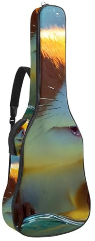 Gitarrentasche, wasserdichte Tasche für 40/41/42 Zoll Akustikgitarre mit Zubehörfach, Gigbag mit Schutzschicht, Mehrere Taschen, Lovely Squirrel Schwimmt unter Wasser, Mehrfarbig Nr. 04, 42.9x16.9x4.7