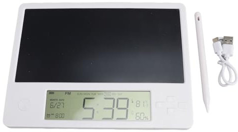 LCD-Schreibtablett, Elektronischer Kalender mit Notizblock, Anzeige von Uhrzeit, Datum, Temperatur und Luftfeuchtigkeit, Wiederaufladbarer Desktop-Kalender für das Büro zu Hause