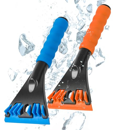 GOHHME Grattoir Pare Brise Voiture 2 PCS Pas de Rayures Fonctionnalité à Double Face Design Ergonomique Construction Durable Compact et Portable pour Le Grattage de la Glace en Hiver