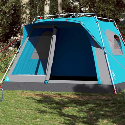 Homgoday Familienzelt für 7 Personen Campingzelt Modern Gruppenzelt Festivalzelt Gartenzelt Zelt für Camping Reise Trekking Garten Blau Quick Release