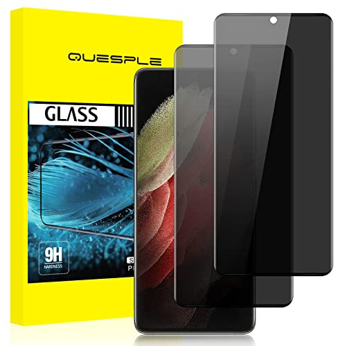 QUESPLE [2 Stück] Panzerglas Sichtschutz für Samsung Galaxy S21 Ultra 5G, Anti-Kratzen, 9H Härte Blasenfreie Samsung S21 Ultra Privacy Schutzfolie Gehärtetem Glas Displayschutzfolie