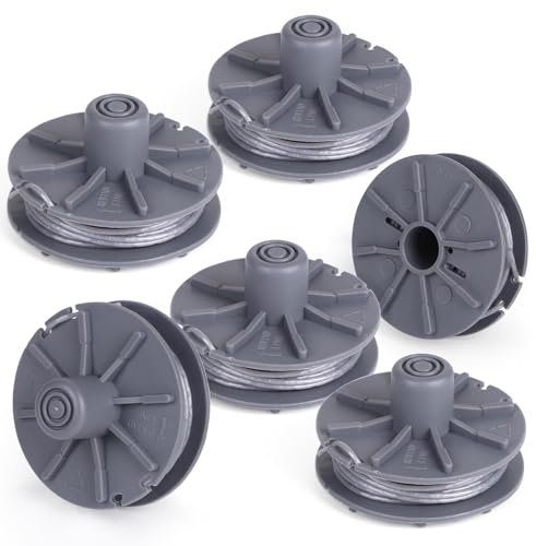 SWAWIS 6 Stück Fadenspule Rasentrimmer 5307-20 für Gardena Turbotrimmer Rasentrimmer Ersatzspule Spule für Rasentrimmer Ø 1,6mm 6,1M Länge Ersatzspule Rasentrimmer Zubehör
