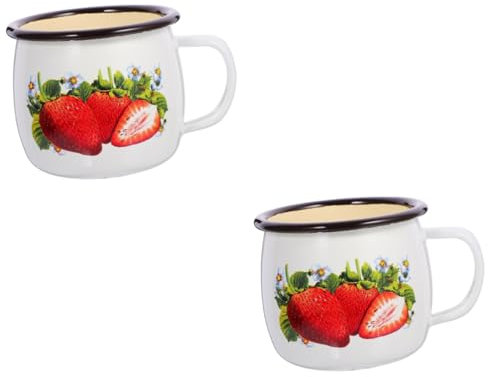 TOPBATHY 2St Emaille-Becher tee gläser trinkgläser Vintage Emaille Becher tee tasse Teebecher wasserbecher trinkbecher trinkglas Emaillebecher für unterwegs hitzebeständige Tasse Weiß