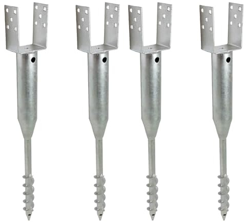TRUTZHOLM 4x Bodenhülse U-Profil feuerverzinkt für 10x10 cm Vierkanthölzer | 86,5 cm Länge, zum einschrauben, Einschraubbodenhülse, Pfostenträger, Einschraubhülse, Zaunbau