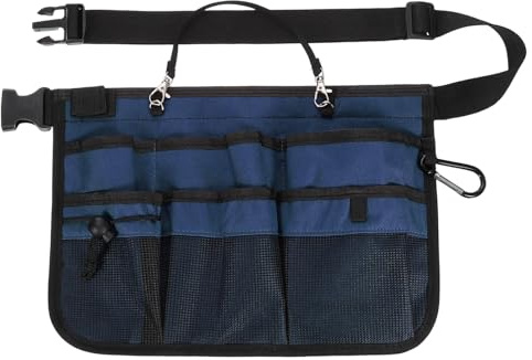 sourcing map Oxford Waist Tool Apron 13x9 Adjustable Garden Tool Belt Bag Work Apron with 6 Pockets for Men and Women Woodworking Pouch, Blue