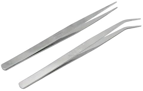Super Mundo - 2pcs Pinzas de Acero Inoxidable, Máquina de Coser Pinzas, Pinzas de Codo de Acero Inoxidable, con Puntas Dentadas de Precisión