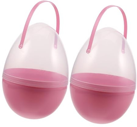HIAKDOFT 2pcs Clear Easter Eggs Fillable -shaped Boxes for Parties and Games Portable Easter Decorations with Handle for Boy Girl Creative Fun