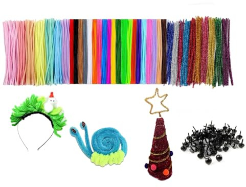 Voarge 300 Skt Pfeifenreiniger 37 Farben Pfeifenputzer Bunt zum Basteln 30 cm Pfeifenreiniger, 100 direktem Einführauge, Geeignet für die Herstellung von Blumen, kleinen Tieren, DIY Kunstwerk