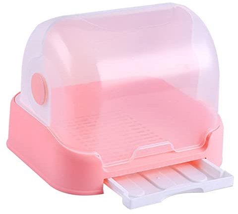 Estante PP para Secar Biberones con Tapa y Bandeja de Agua Rosa