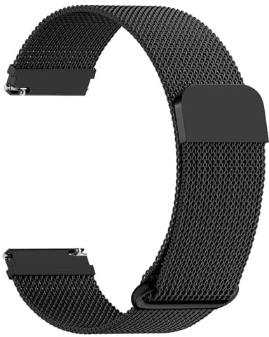 Fullmosa Milanaise Edelstahl Mesh Armband 22mm – Magnetverschluss Ersatzband für Smartwatches & Klassische Uhren, Herren Damen,Schwarz 22mm